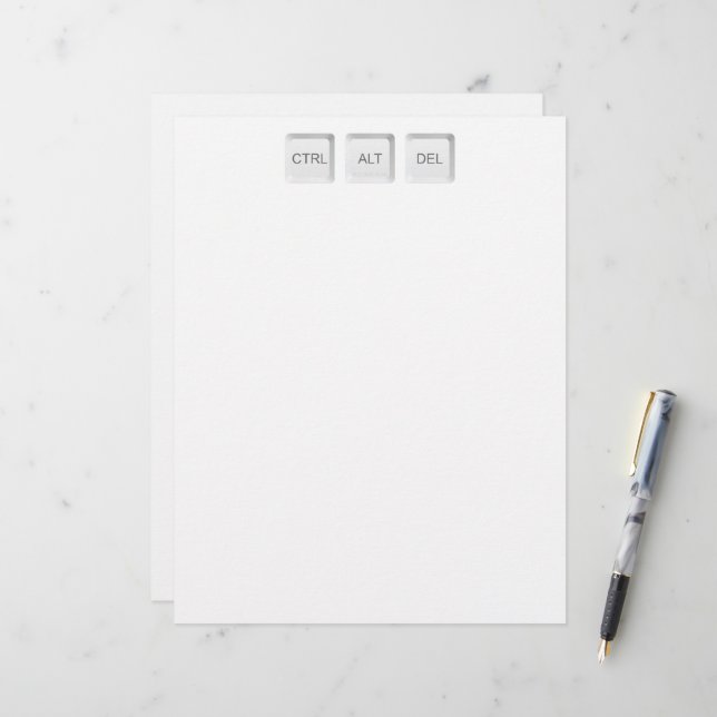SlipperyJoe's CTRL ALT DEL computer keyboard butto Letterhead (Front/Back In Situ)