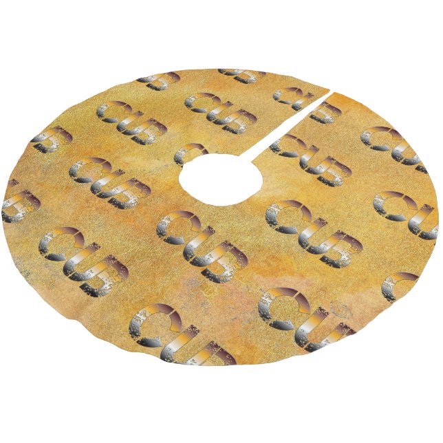 SlipperyJoe's cub bear word orange-brown tones pro Brushed Polyester Tree Skirt (Angled)