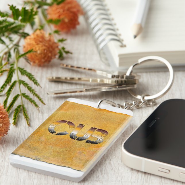 SlipperyJoe's cub bear word orange-brown tones pro Keychain (Front Right)