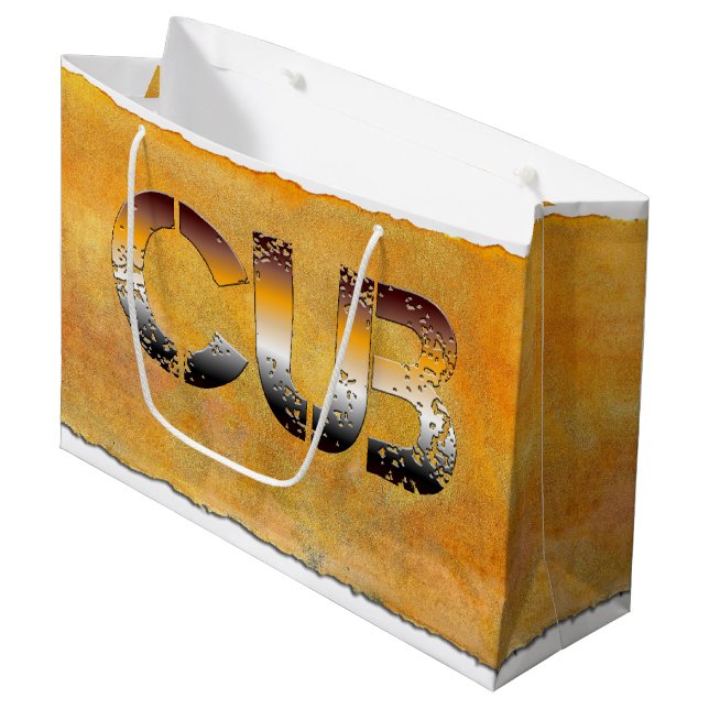 SlipperyJoe's cub bear word orange-brown tones pro Large Gift Bag (Front Angled)