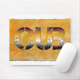 SlipperyJoe's cub bear words gold brown tan white  Mouse Pad