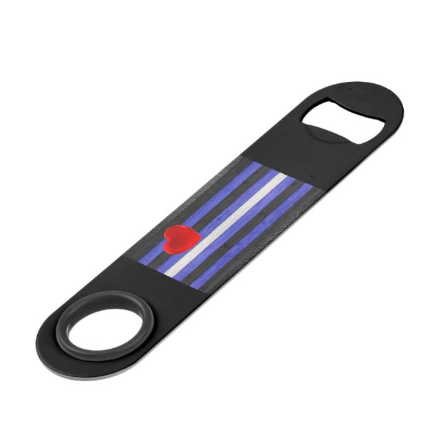 SlipperyJoe's cuir drapeau orgueil noir bleu royal (Devant angulaire)