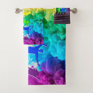 SlipperyJoe's Dancing Pride Shadows gay gifts arti Bath Towel Set