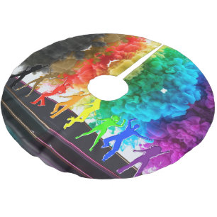 SlipperyJoe's Dancing Pride Shadows gay gifts arti Brushed Polyester Tree Skirt