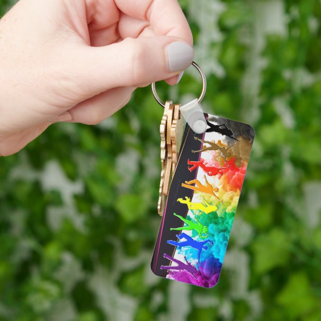 SlipperyJoe's Dancing Pride Shadows gay gifts arti Keychain (Hand)