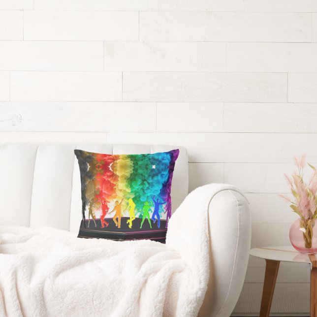 SlipperyJoe's Dancing Pride Shadows gay gifts arti Throw Pillow (Couch)