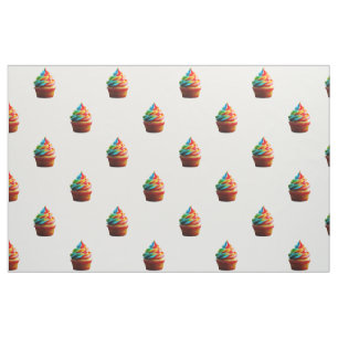SlipperyJoe's dazzling rainbow cupcake swirled fro Fabric