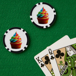 SlipperyJoe's dazzling rainbow cupcake swirled fro Poker Chips