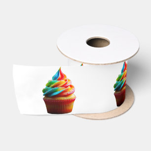 SlipperyJoe's dazzling rainbow cupcake swirled fro Satin Ribbon