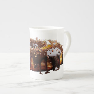 SlipperyJoe's decadent donut covered thick glossy  Bone China Mug