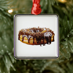 SlipperyJoe's decadent donut covered thick glossy  Metal Ornament