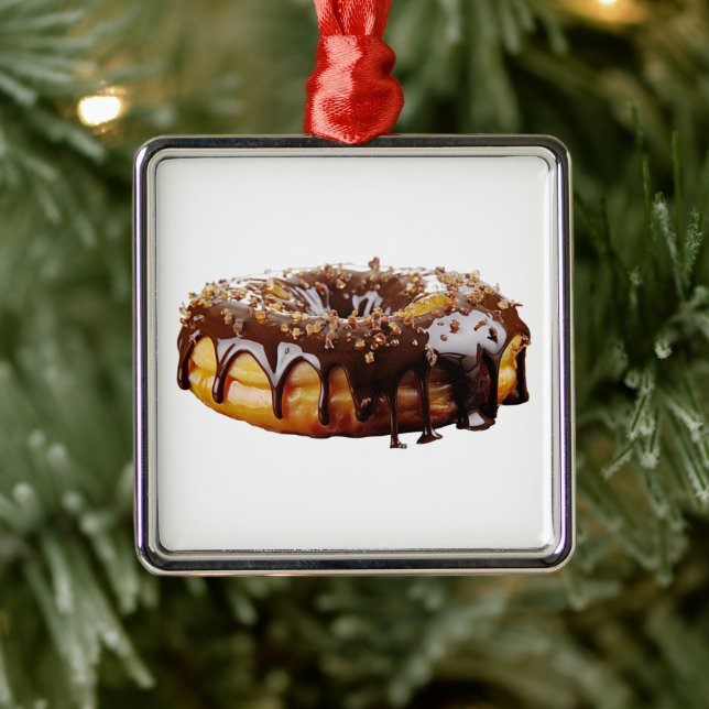 SlipperyJoe's decadent donut covered thick glossy  Metal Ornament (Tree)