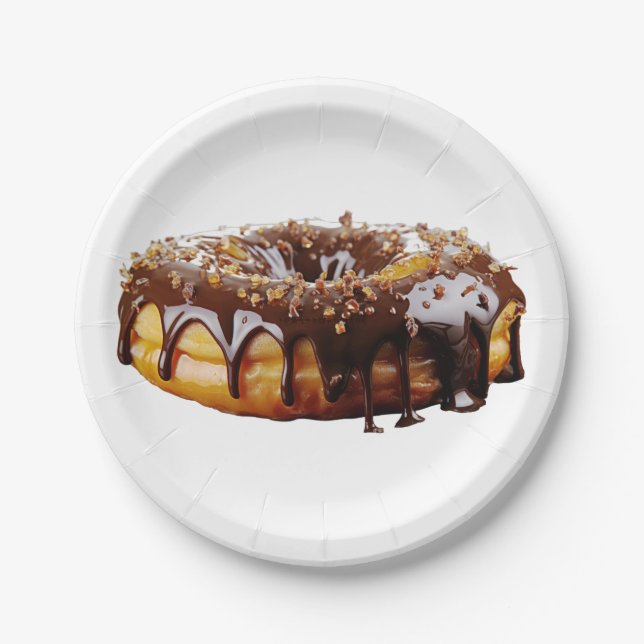 SlipperyJoe's decadent donut covered thick glossy  Paper Plate (Front)
