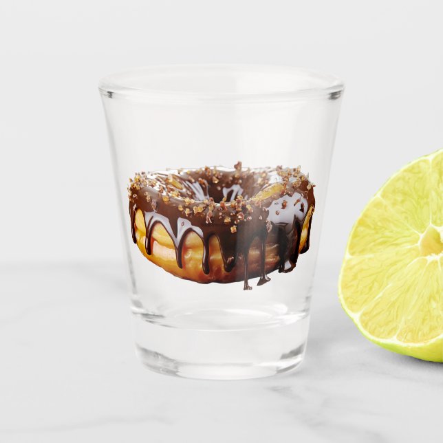 SlipperyJoe's decadent donut covered thick glossy  Shot Glass (Front)