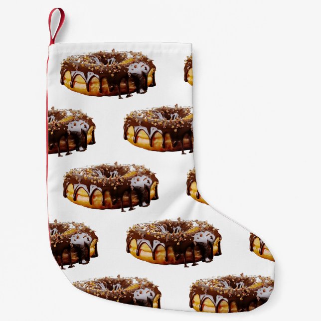 SlipperyJoe's decadent donut covered thick glossy  Small Christmas Stocking (Front)