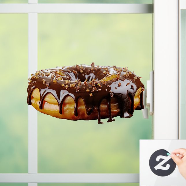 SlipperyJoe's decadent donut covered thick glossy  Window Cling (Home)