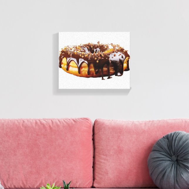 SlipperyJoe's decadent doughnut covered thick glos Canvas Print (Insitu(LivingRoom))