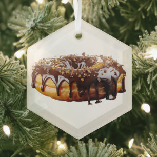 SlipperyJoe's decadent doughnut covered thick glos Glass Ornament