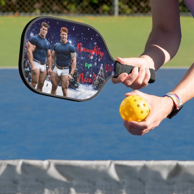 SlipperyJoe's decorated snow-covered Christmas tre Pickleball Paddle (Insitu)