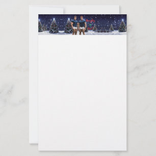 SlipperyJoe's decorated snow-covered Christmas tre Stationery