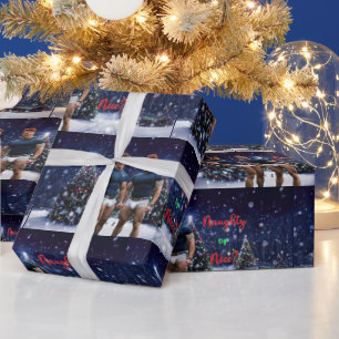 SlipperyJoe's decorated snow-covered Christmas tre Wrapping Paper