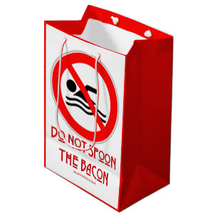 SlipperyJoe's Do Not Spoon Bacon red warning man s Medium Gift Bag