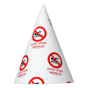 SlipperyJoe's Do Not Spoon Bacon red warning man s Party Hat