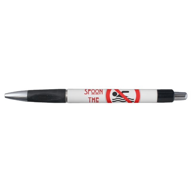 SlipperyJoe's Do Not Spoon Bacon red warning man s Pen (Front)