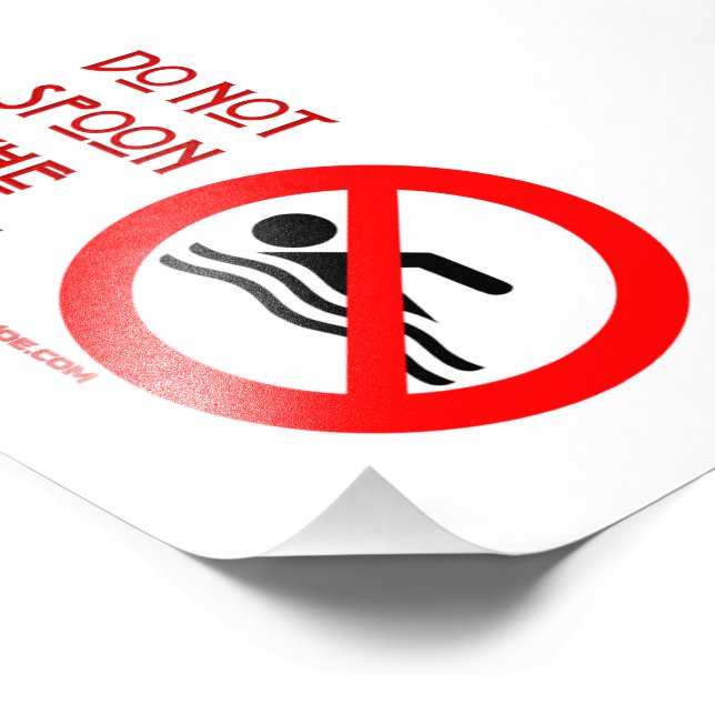 SlipperyJoe's Do Not Spoon Bacon red warning man s Photo Print (Corner)