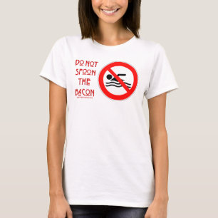 SlipperyJoe's Do Not Spoon Bacon red warning man s T-Shirt