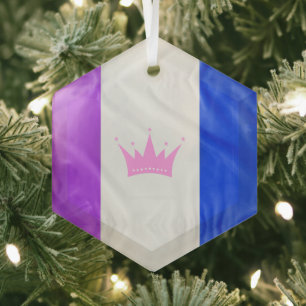 SlipperyJoe's drag culture pride flag purple spiri Glass Ornament