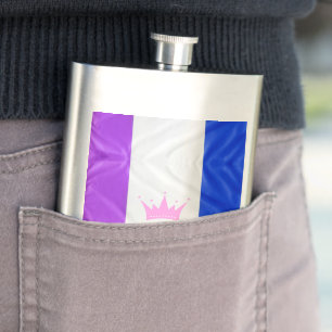 SlipperyJoe's drag culture pride flag purple spiri Hip Flask