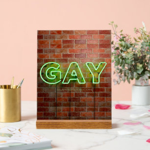 SlipperyJoe's dynamique néon gay signe vert brique