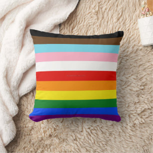 SlipperyJoe's Eleven Stripe Pride Flag blends Phil Throw Pillow