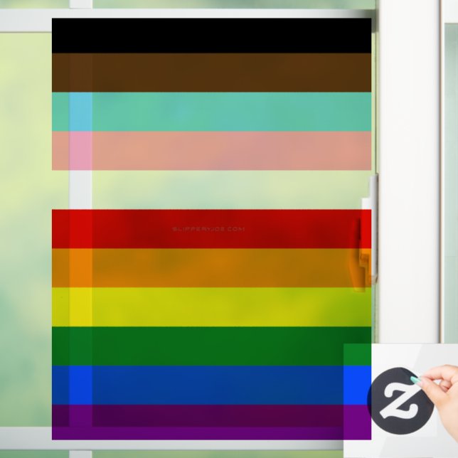 SlipperyJoe's Eleven Stripe Pride Flag blends Phil Window Cling (Home)