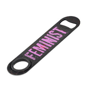 SlipperyJoe's Feminist f-word glowing red 3-D blac Bar Key