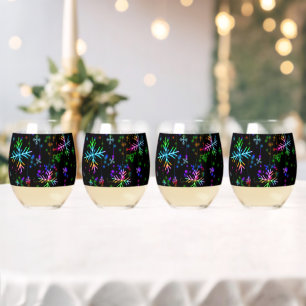 SlipperyJoe's festive lively Christmas atmosphere Stemless Wine Glass