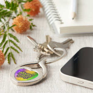 SlipperyJoe's festive Mardi Gras theme crown reinf Keychain