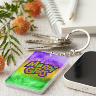 SlipperyJoe's festive Mardi Gras theme crown reinf Keychain