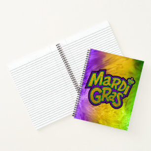 SlipperyJoe's festive Mardi Gras theme crown reinf Notebook