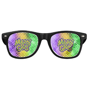 SlipperyJoe's festive Mardi Gras theme crown reinf Retro Sunglasses