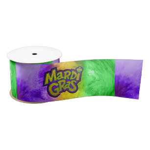 SlipperyJoe's festive Mardi Gras theme crown reinf Satin Ribbon