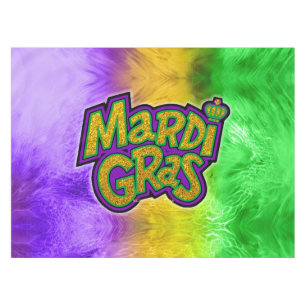 SlipperyJoe's festive Mardi Gras theme crown reinf Tablecloth