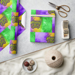 SlipperyJoe's festive Mardi Gras theme crown reinf Wrapping Paper