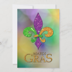 SlipperyJoe's festive Mardi Gras themed purple gre Holiday Card