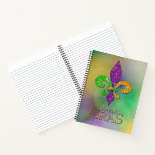 SlipperyJoe's festive Mardi Gras themed purple gre Notebook