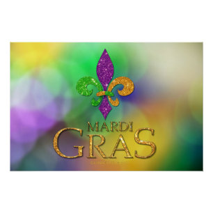 SlipperyJoe's festive Mardi Gras themed purple gre Poster