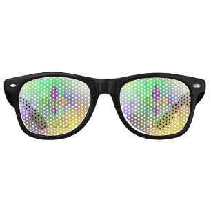 SlipperyJoe's festive Mardi Gras themed purple gre Retro Sunglasses