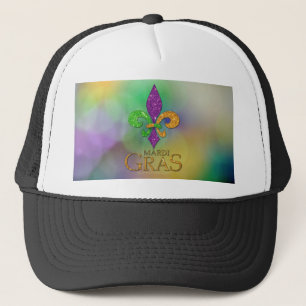 SlipperyJoe's festive Mardi Gras themed purple gre Trucker Hat