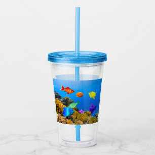 SlipperyJoe's Fish Pride tropical green blue purpl Acrylic Tumbler